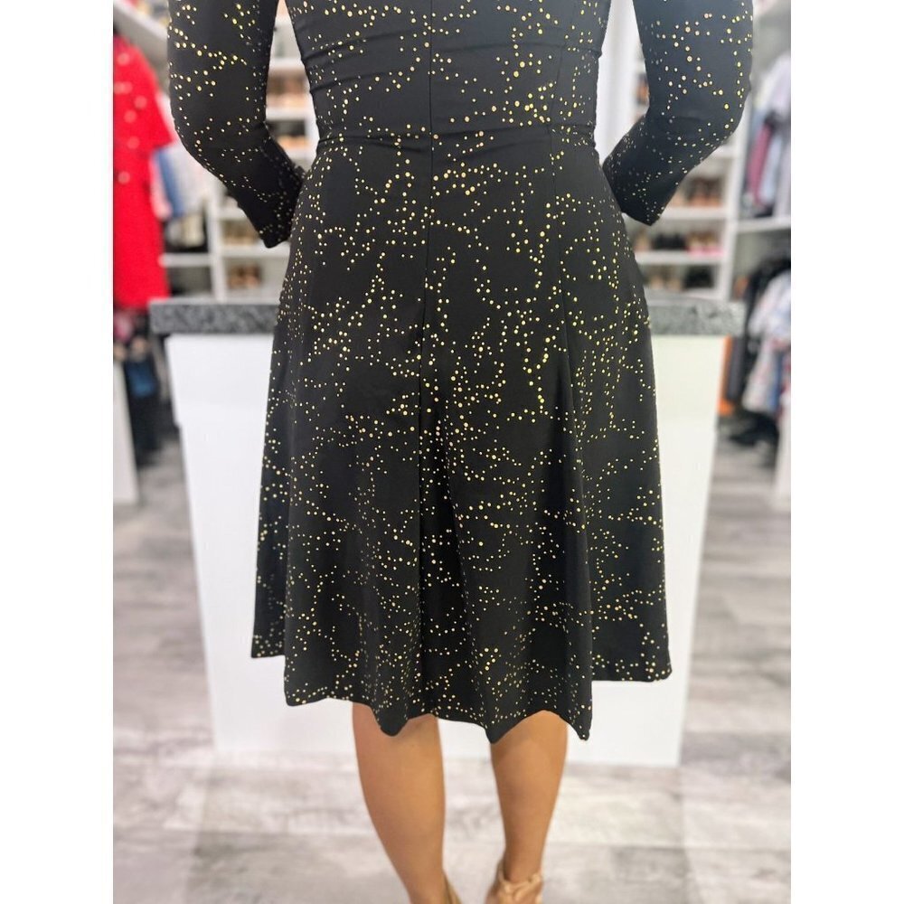 Hutch Anthropologie Black Gold Dotted A-Line Dress $325 - Picture 9 of 11